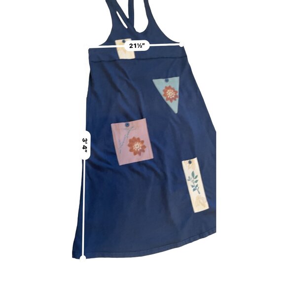 Vintage 90's boho cottage core patchwork dress maxi navy Medium pockets - Picture 2 of 11